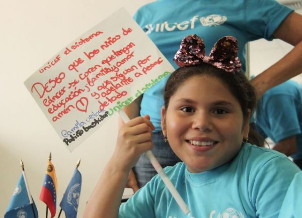 Un grupo de niños y niñas ‘toman’ la oficina de UNICEF en Venezuela y manifiestan sus deseos para la niñez del mundo