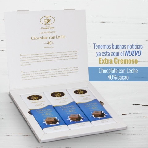 Chocolates El Rey anuncia el lanzamiento del Nuevo Chocolate con Leche EXTRA CREMOSO, 40% Cacao