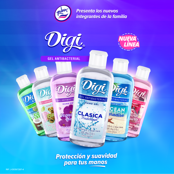Rolda presenta su nueva línea Digi Gel Antibacterial con Aloe Vera y Vitamina E Ideal para para la protección y suavidad de tus manos